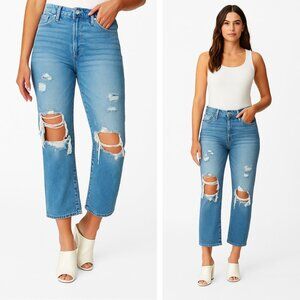 NWT Blank NYC Baxter Destroyed Ribcage Straight Leg High Waist Jeans Waist 29